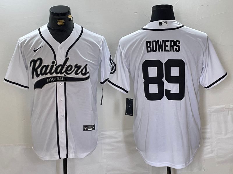 Men Oakland Raiders 89 Bowers White Joint Name 2024 Nike Limited NFL Jersey style 1